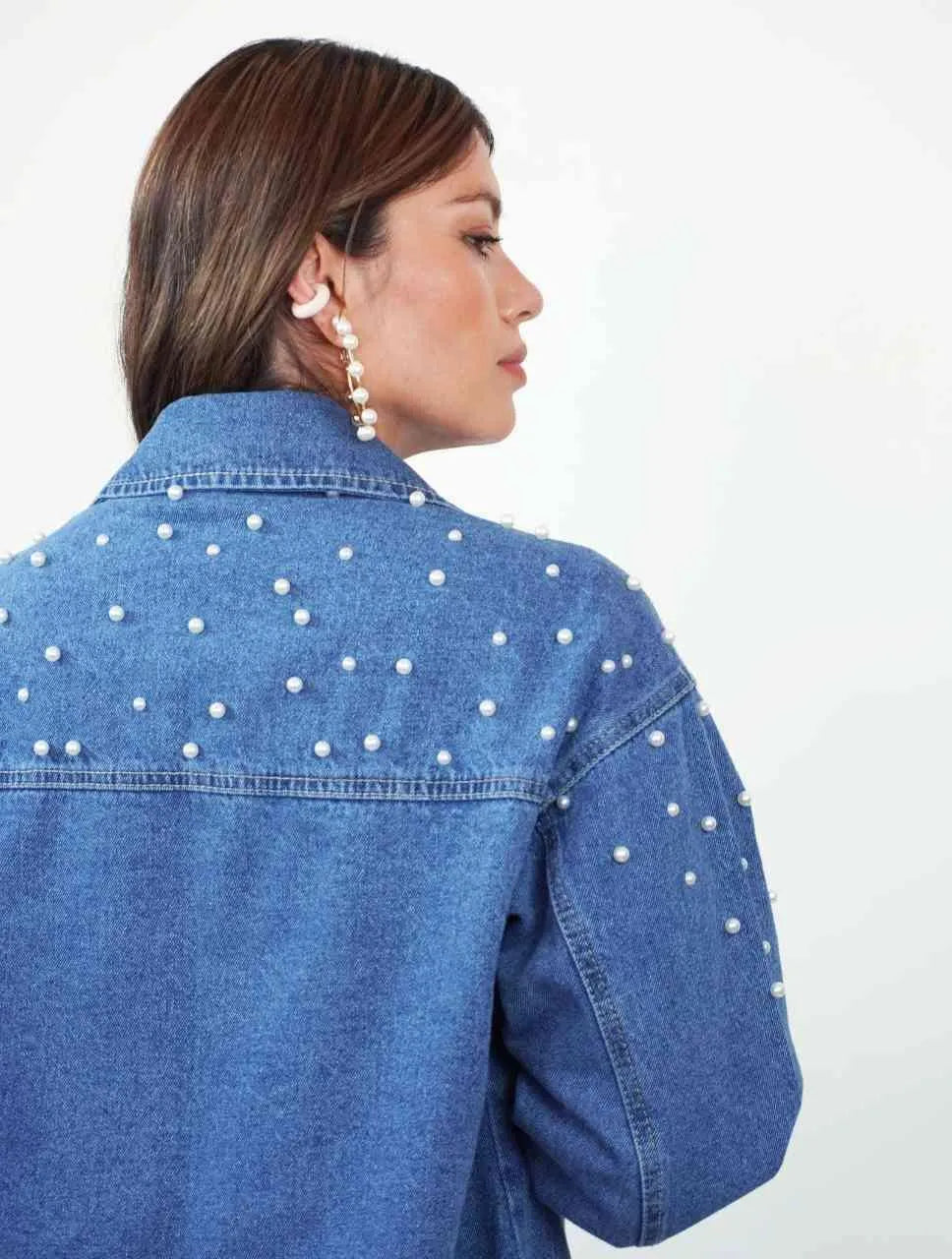 Chaqueta para Mujer Cazadora Denim Con Perlas - Frida