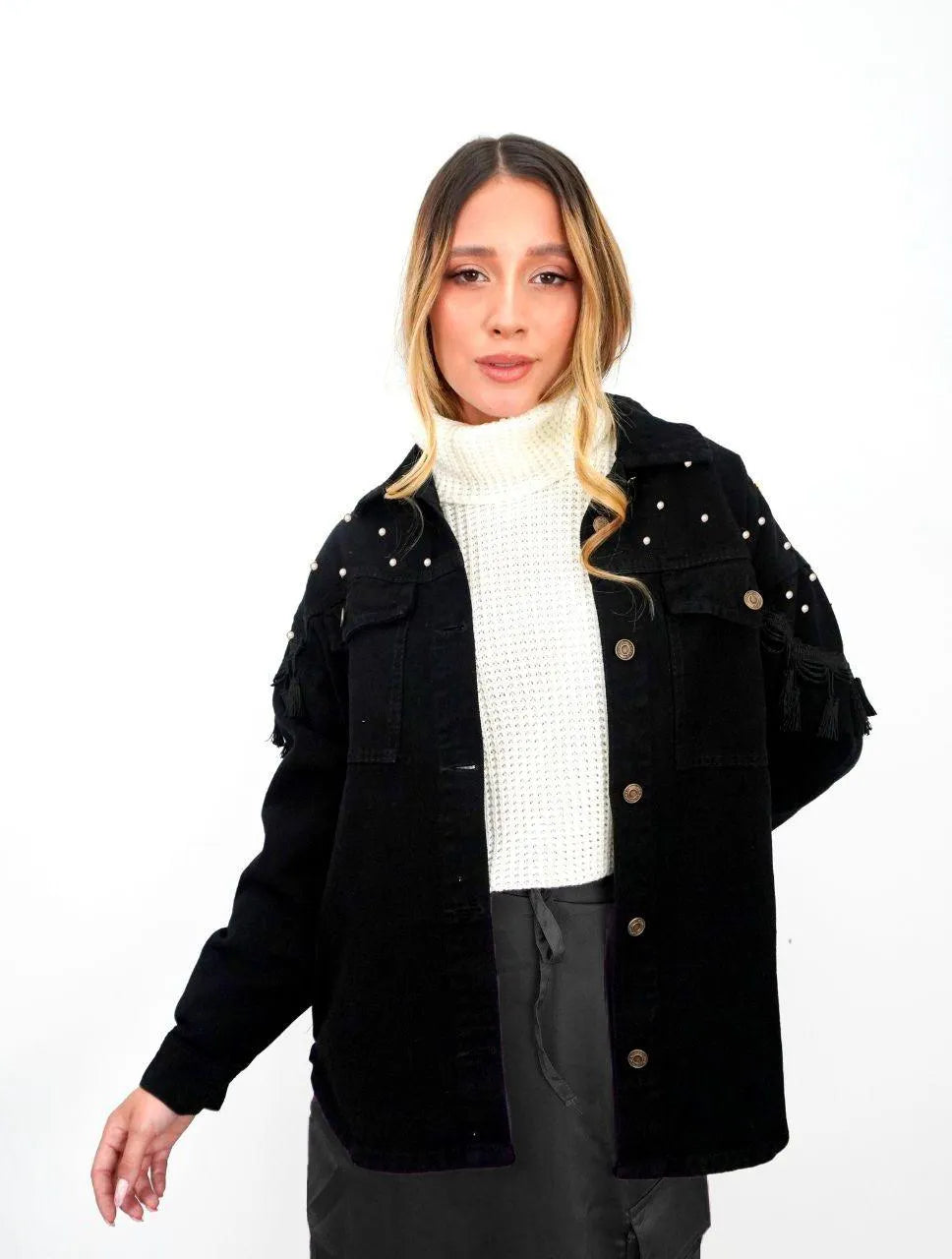 Chaqueta para Mujer Negro Denim - Boreal Perlas Negro