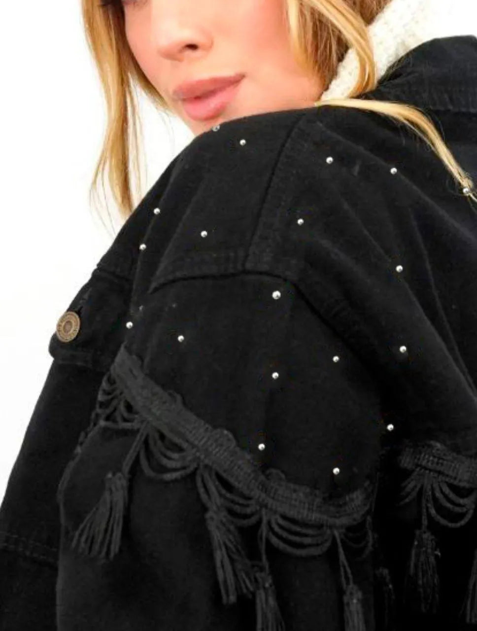 Chaqueta para Mujer Negro Denim - Boreal Puntos Negro