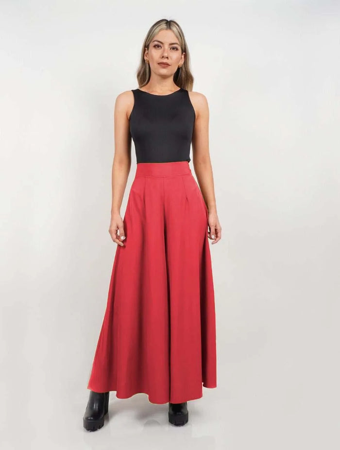 Pantalón para Mujer Tipo Palazzo Tiro Alto Con Cremallera Lateral - Malibu