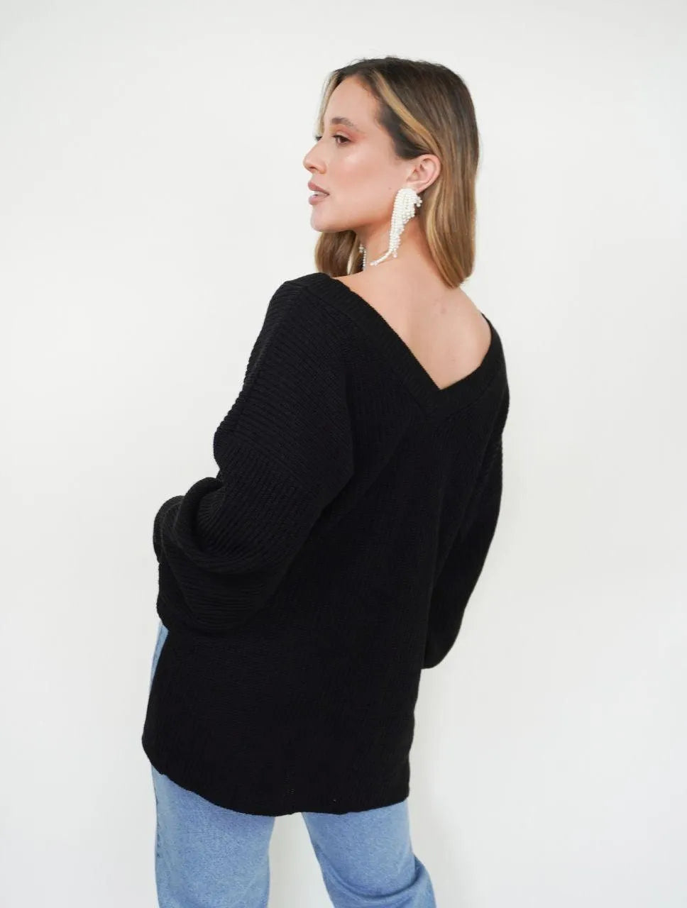 Suéter Manga Larga para Mujer Negro Tejido - Galápagos Negro