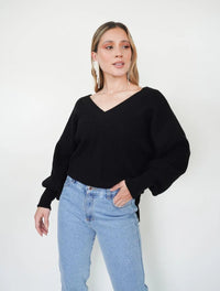 Suéter Manga Larga para Mujer Negro Tejido - Galápagos Negro