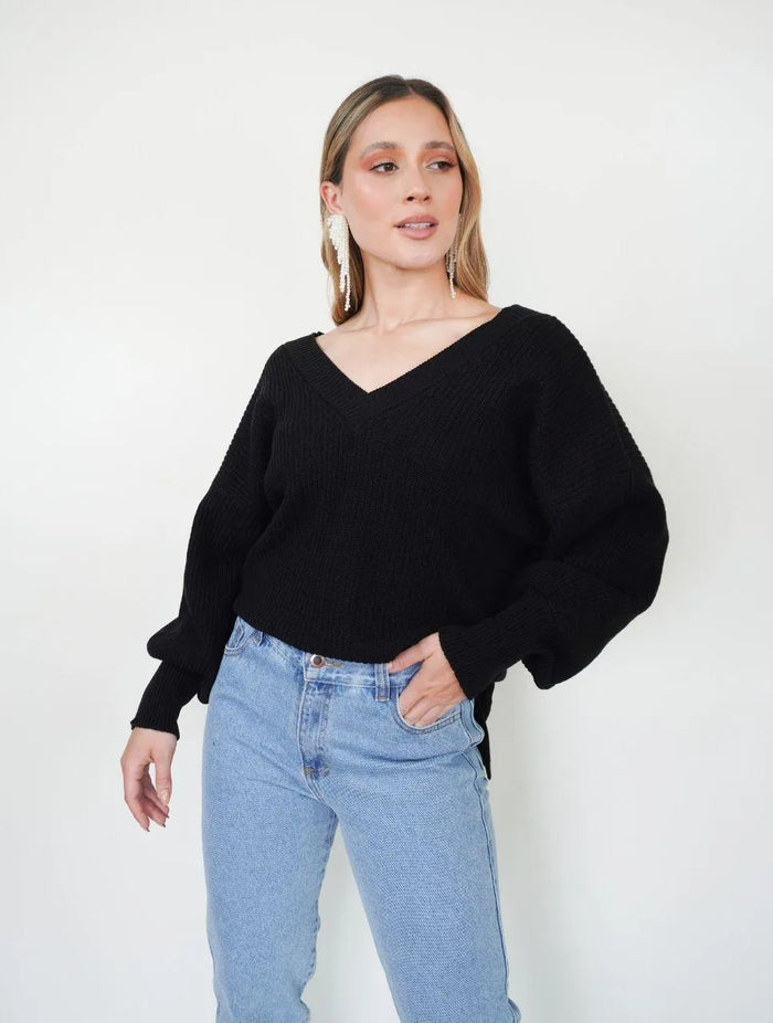 Suéter Manga Larga para Mujer Negro Tejido - Galápagos Negro