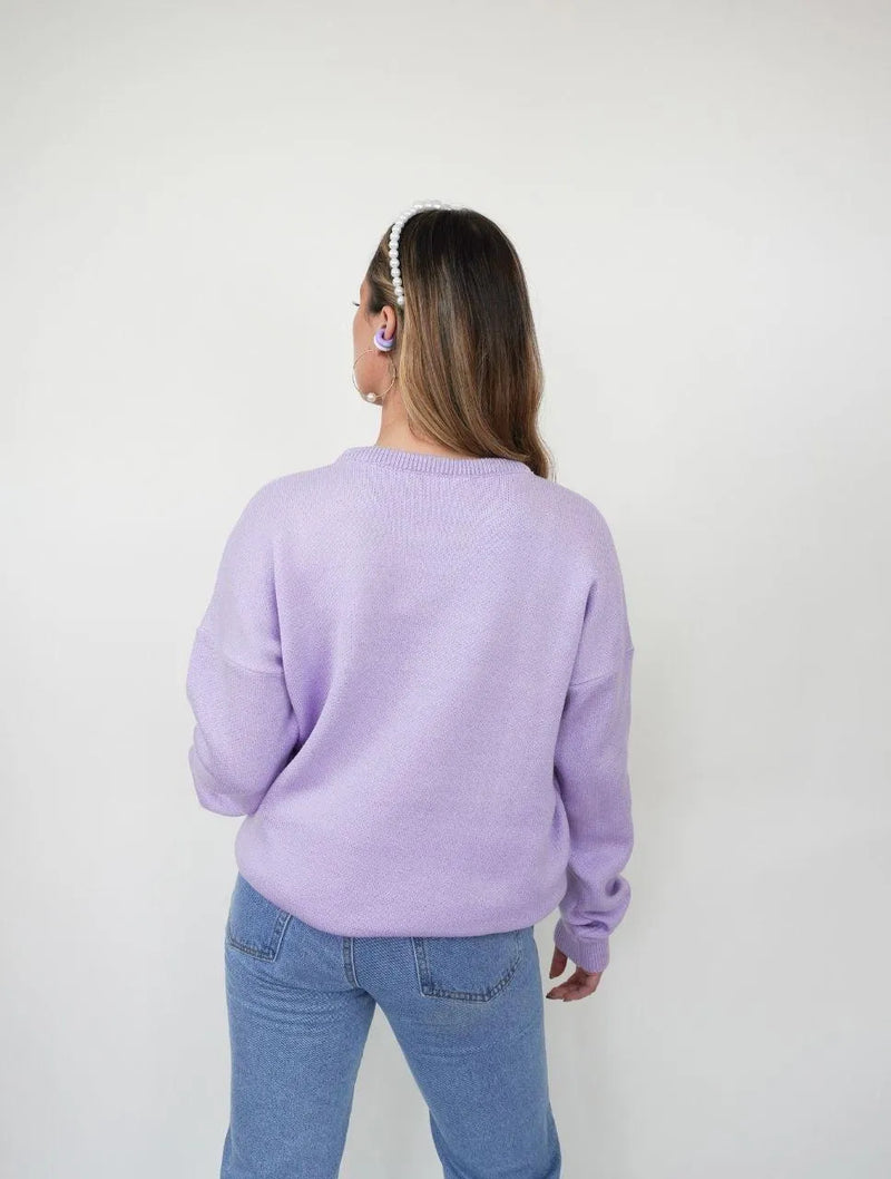 Su ter Cuello Redondo Tipo Hoodie Martina Lila Molgoa