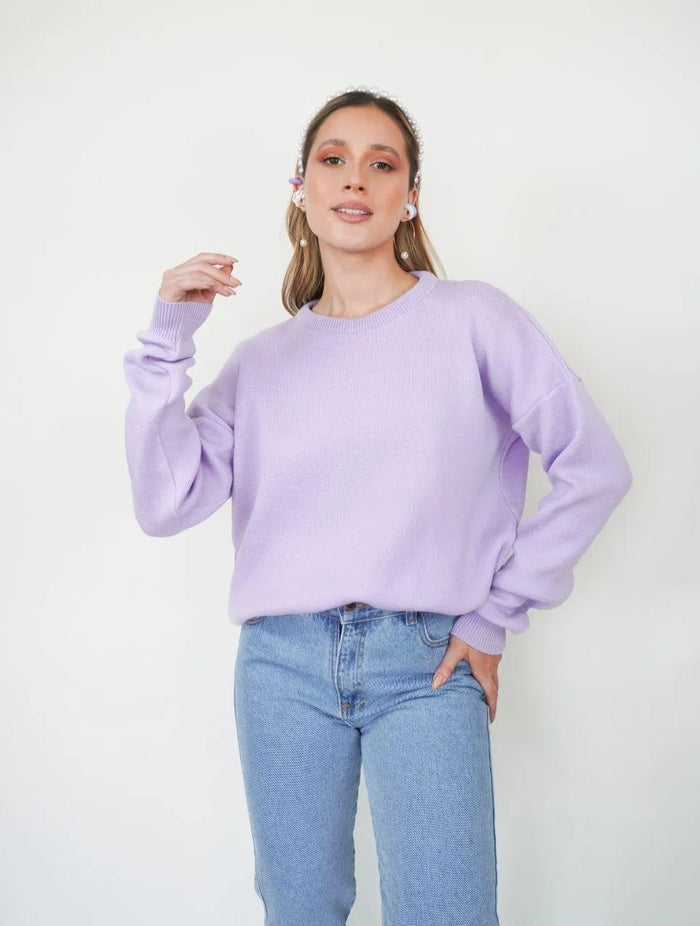 Suéter Cuello Redondo Tipo Hoodie - Martina Lila