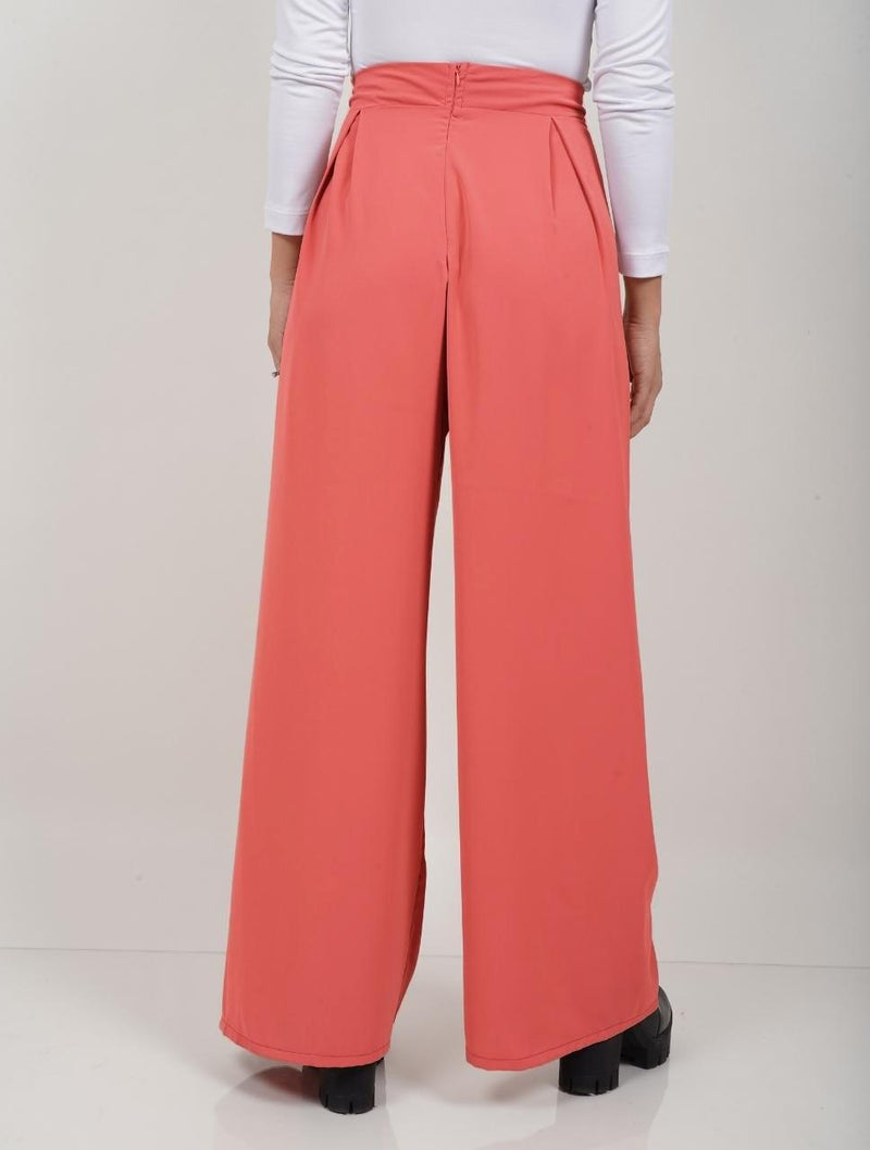 Pantalón para Mujer Naranja Tipo Palazzo Tiro Alto Con Cremallera - Mi –  Molgoa