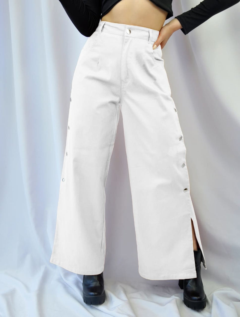 Pantalón para Mujer Blanco Bota Ancha, Tiro Alto - Pepe Blanco