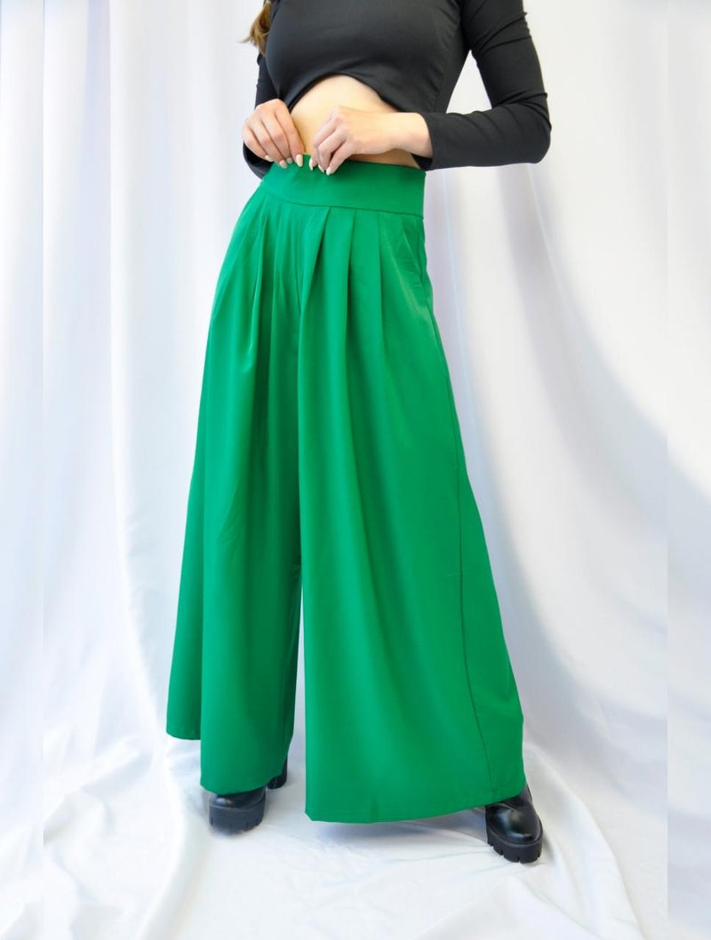 Pantalón para Mujer Verde Cali Tipo Palazzo Tiro Alto Con Cremallera - –  Molgoa