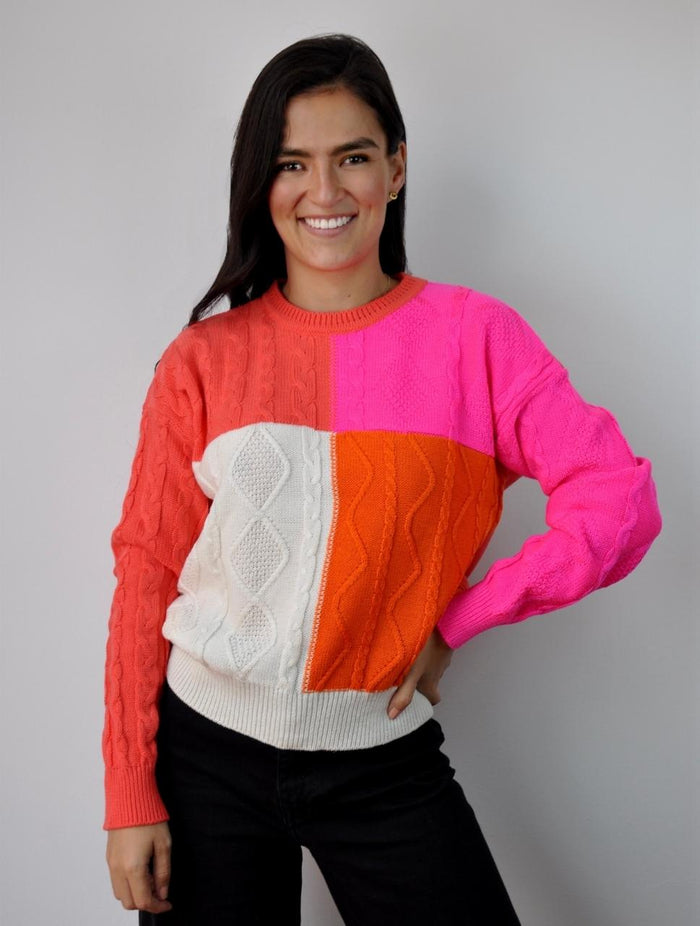Suéter para Mujer Bloques de Color Cuello Redondo - Providencia Bloques de Color