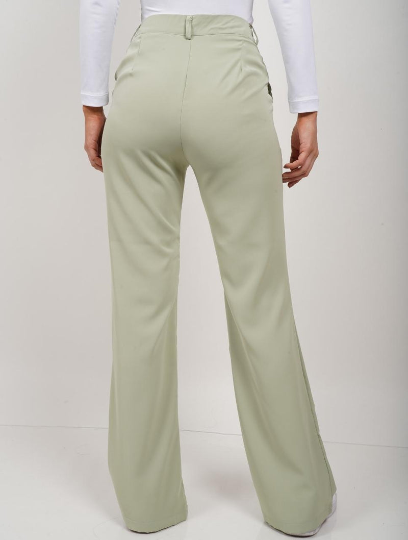 Pantalón de Tela Tiro Medio-Alto - Terragona Verde Claro – Molgoa