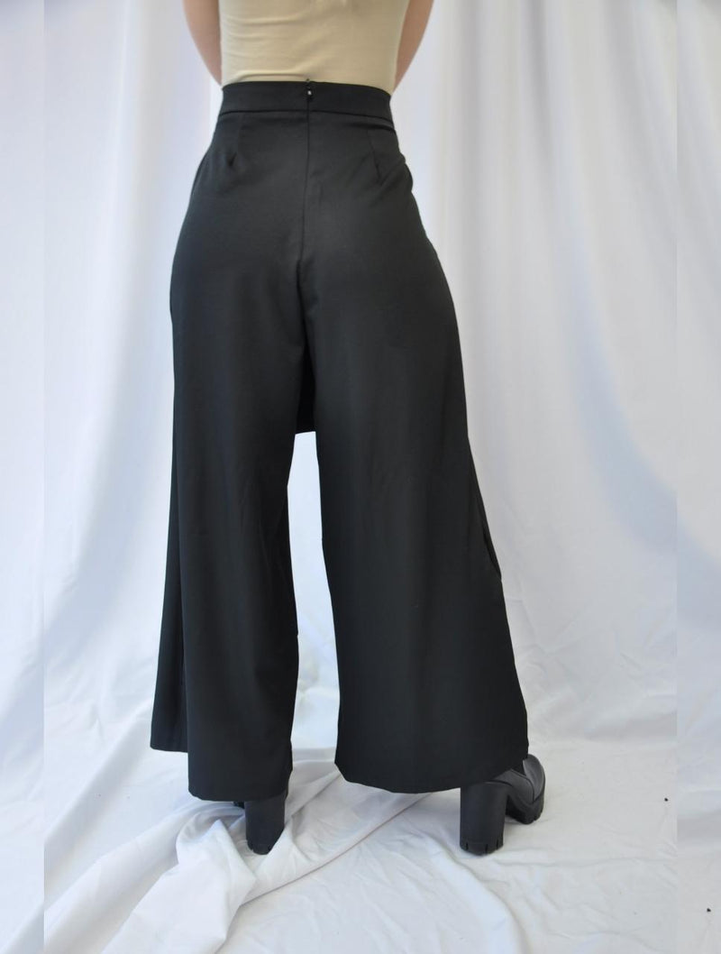 Pantalón para Mujer Negro Slouchy, Stretch, Pegged, Tiro Alto