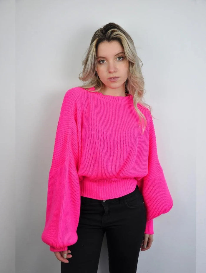 Saco para Mujer Cuello Redondo Manga Bombacha - Milagros Fucsia