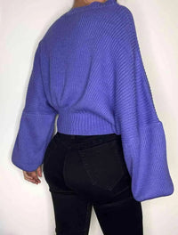 Saco para Mujer Púrpura Cuello Redondo Manga Bombacha - Milagros Púrpura