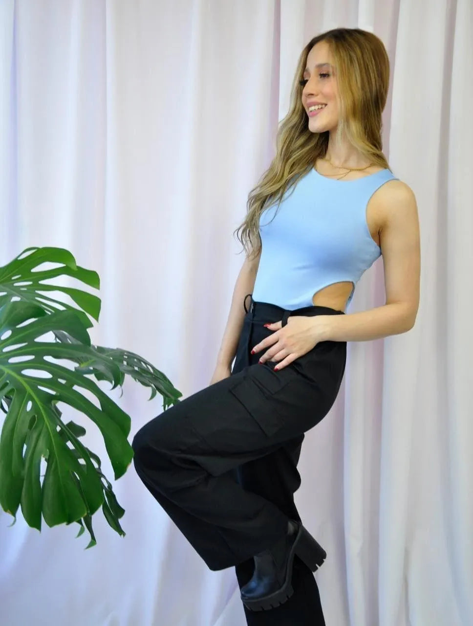 Body para Mujer Azul Bebé Cuello Redondo - René Azul Bebé - Molgoa