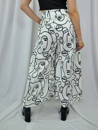 Pantalón para Mujer Estampado BlancoTipo Palazzo Tiro Alto - Prague Blanco