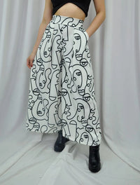 Pantalón para Mujer Estampado BlancoTipo Palazzo Tiro Alto - Prague Blanco