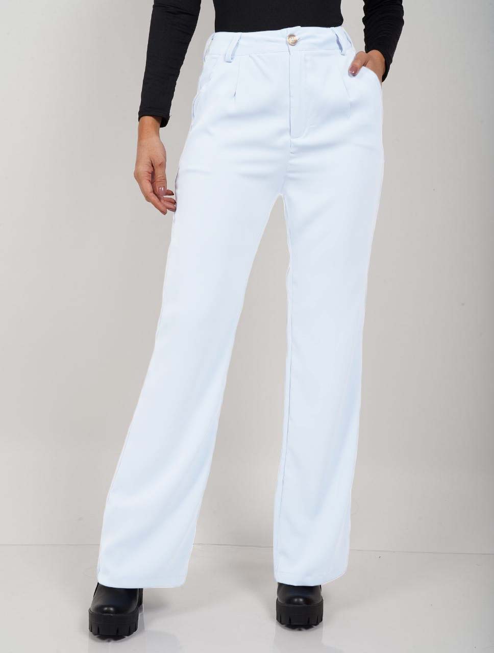 Pantalon de tela blanco sale