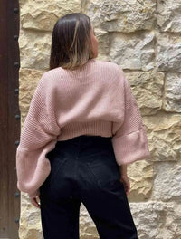 Saco para Mujer Rosa Viejo Cuello Redondo Manga Bombacha - Milagros Rosa Viejo