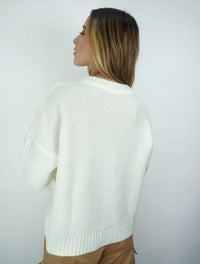 Suéter Manga Larga para Mujer Marfil Tejido - Lolly Marfil