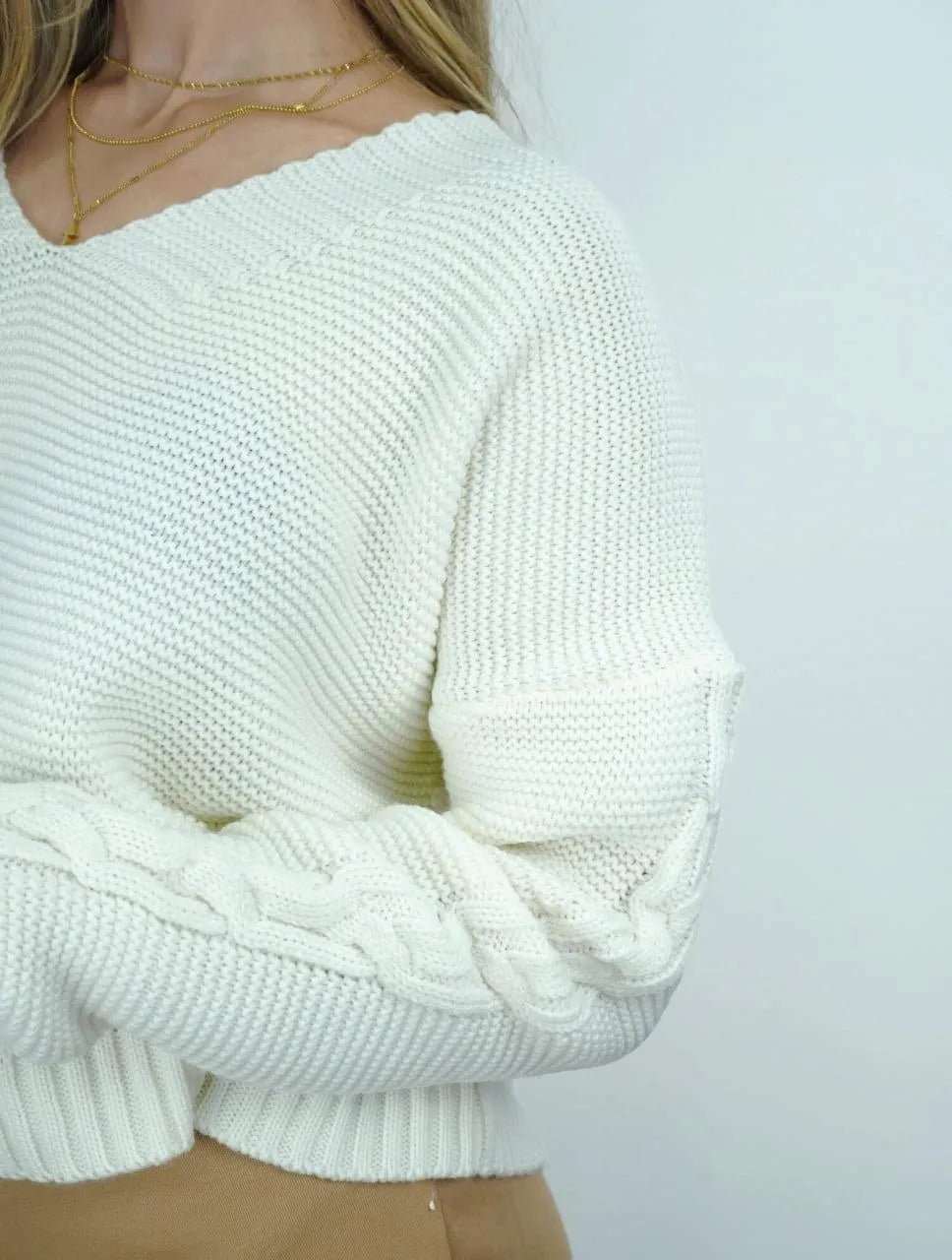 Suéter Manga Larga para Mujer Marfil Tejido - Lolly Marfil