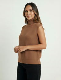 Chaleco Tejido Cuello Alto Para Mujer - The Estapé