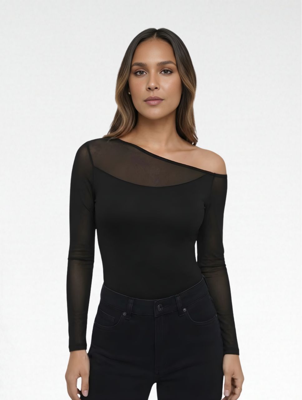 Body Para Mujer Mesh Escote Asimetrico - The Solar