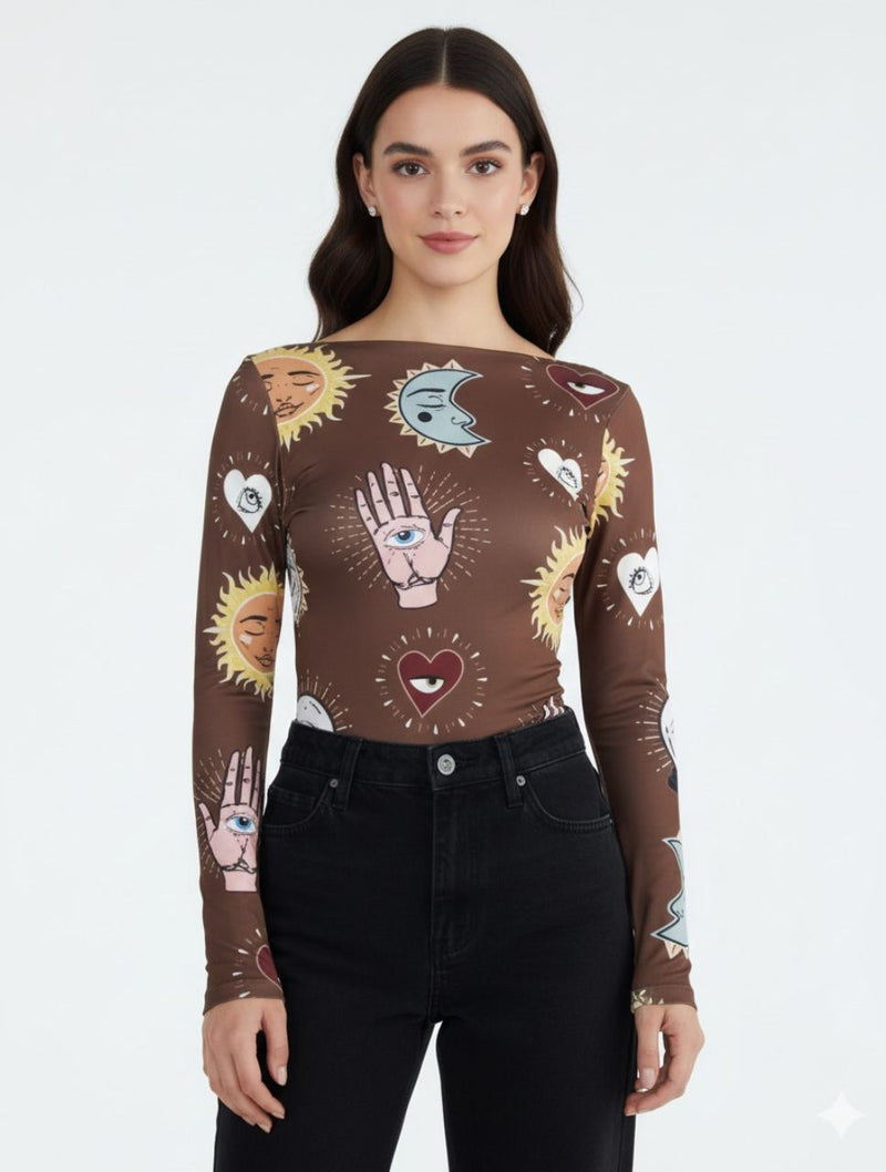 Body para Mujer Estampado con Lunas y Estrellas - The Cosmic