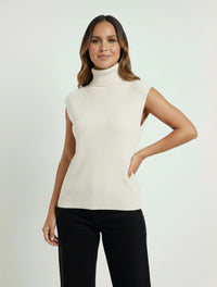 Chaleco Tejido Cuello Alto Para Mujer - The Estapé
