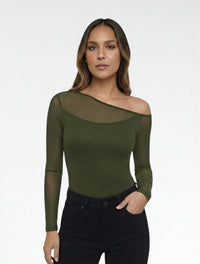 Body Para Mujer Mesh Escote Asimetrico - The Solar