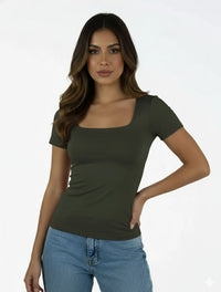 Blusa Manga Corta con Escote Cuadrado The Couture Original Look