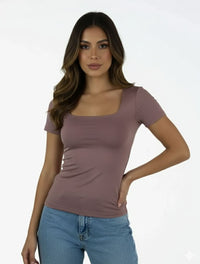 Blusa Manga Corta con Escote Cuadrado The Couture Artesanal Diseño