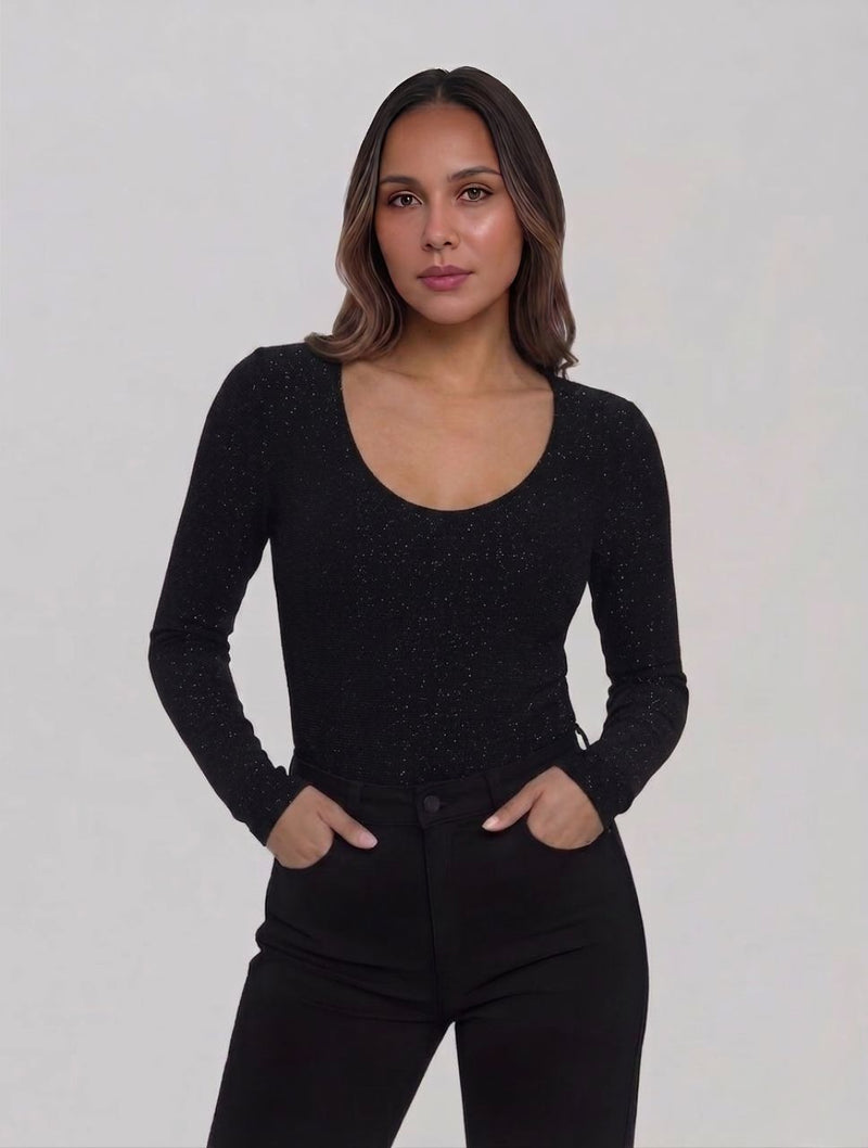 Body Para Mujer Brillante Cuello Redondo- The Twinkle Artesanal Diseño