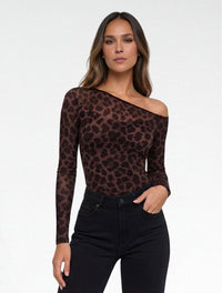 Body Para Mujer Mesh Escote Asimetrico - The Bruma