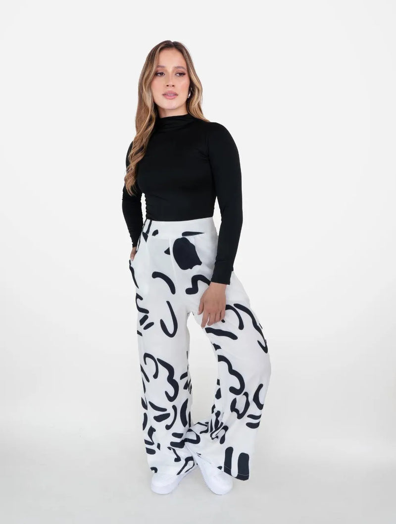 Pantalones Moda Blanco Y Negro Mujer Moda Outfit Pantalon Cuadros