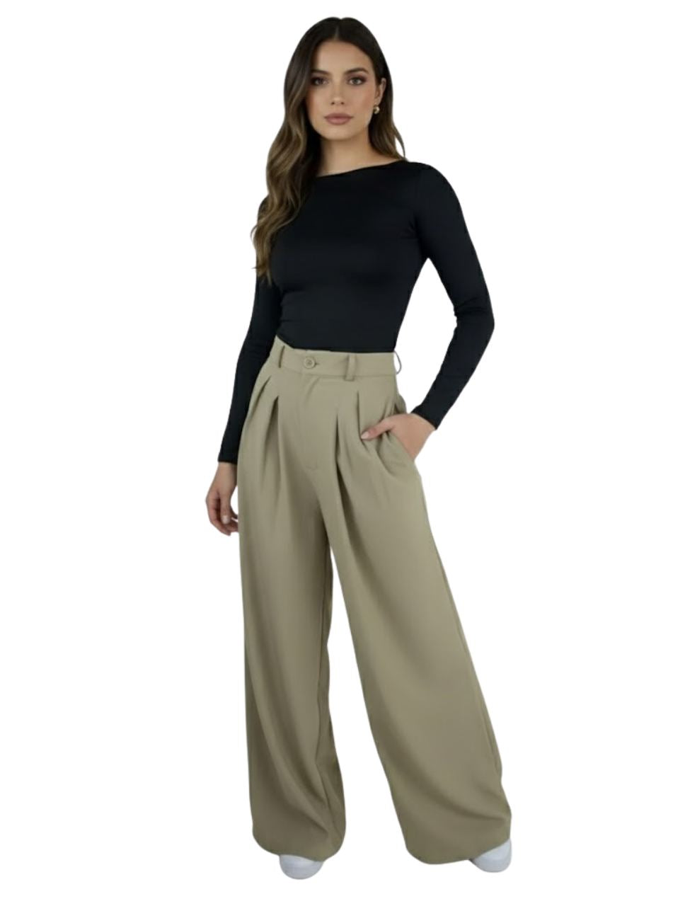 Pantalón Tipo Palazzo Tiro Alto - Santana