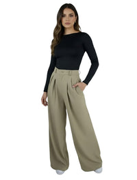 Pantalón Tipo Palazzo Tiro Alto - Santana