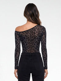 Body Para Mujer Mesh Escote Asimetrico - The Bruma