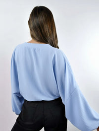 Blusa mujer Escote V Manga Bombacha  - Ocaso