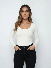 Body para Mujer Escote Redondo Manga Larga Tahiti Hecho a Mano Estilo