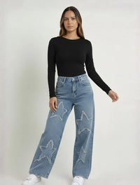 Pantalón Jean Tiro Alto Para Mujer - The Vienna