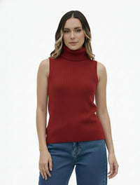 Chaleco Tejido Cuello Alto Trenzado Para Mujer - Berlín