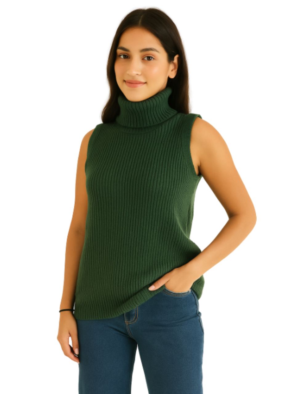 Chaleco Tejido Cuello Alto Trenzado Para Mujer - Berlín