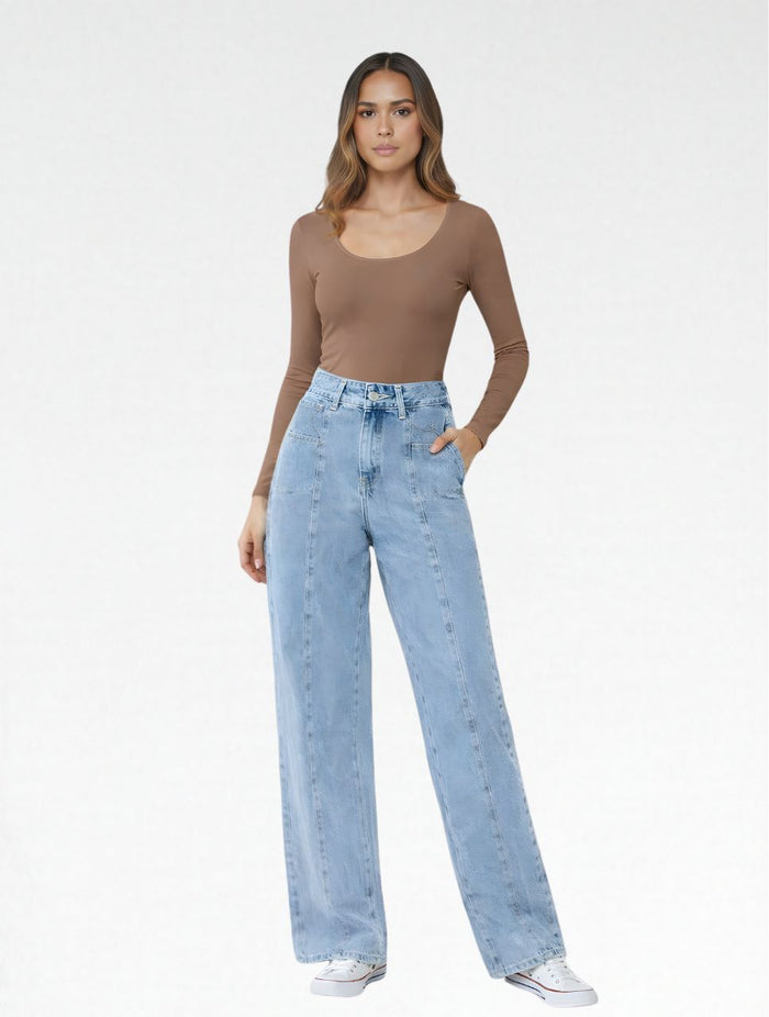 Pantalón Jean Tiro Alto Para Mujer - The Ubud