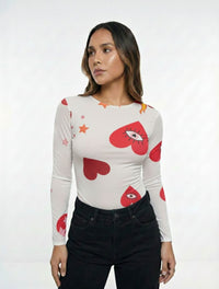 Body para Mujer Estampado de Corazones y Estrellas - The Dolce Vita