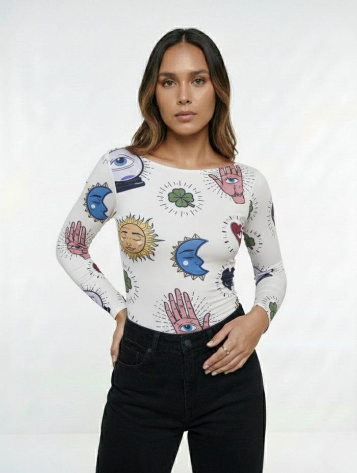 Body para Mujer Estampado con Lunas y Estrellas - The Cosmic