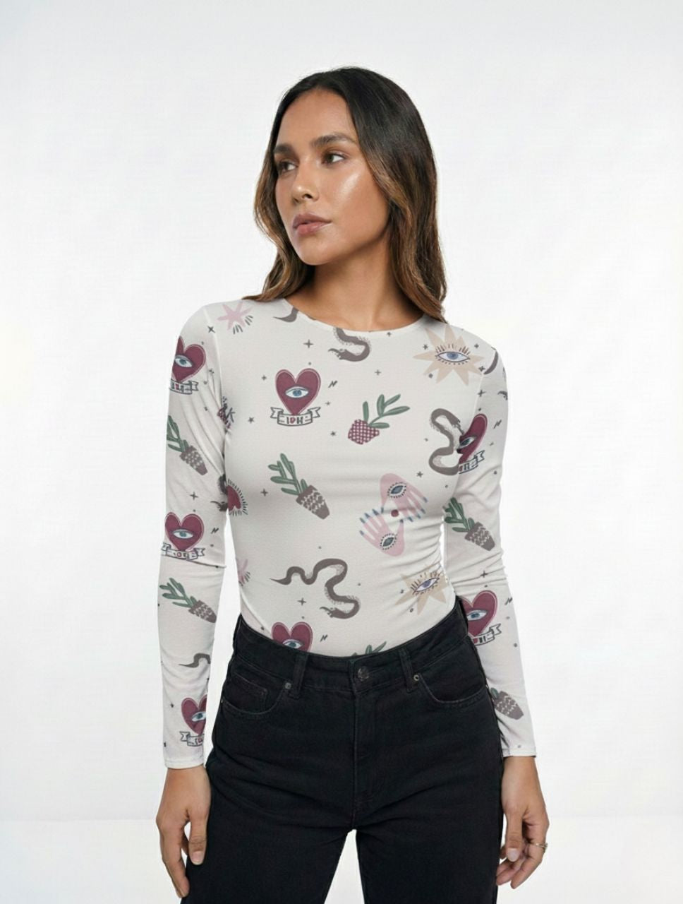 Body para Mujer Estampado de Corazones y Plantas - The Grounded