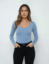 Body para Mujer Escote Redondo Manga Larga Tahiti Artesanal Estilo