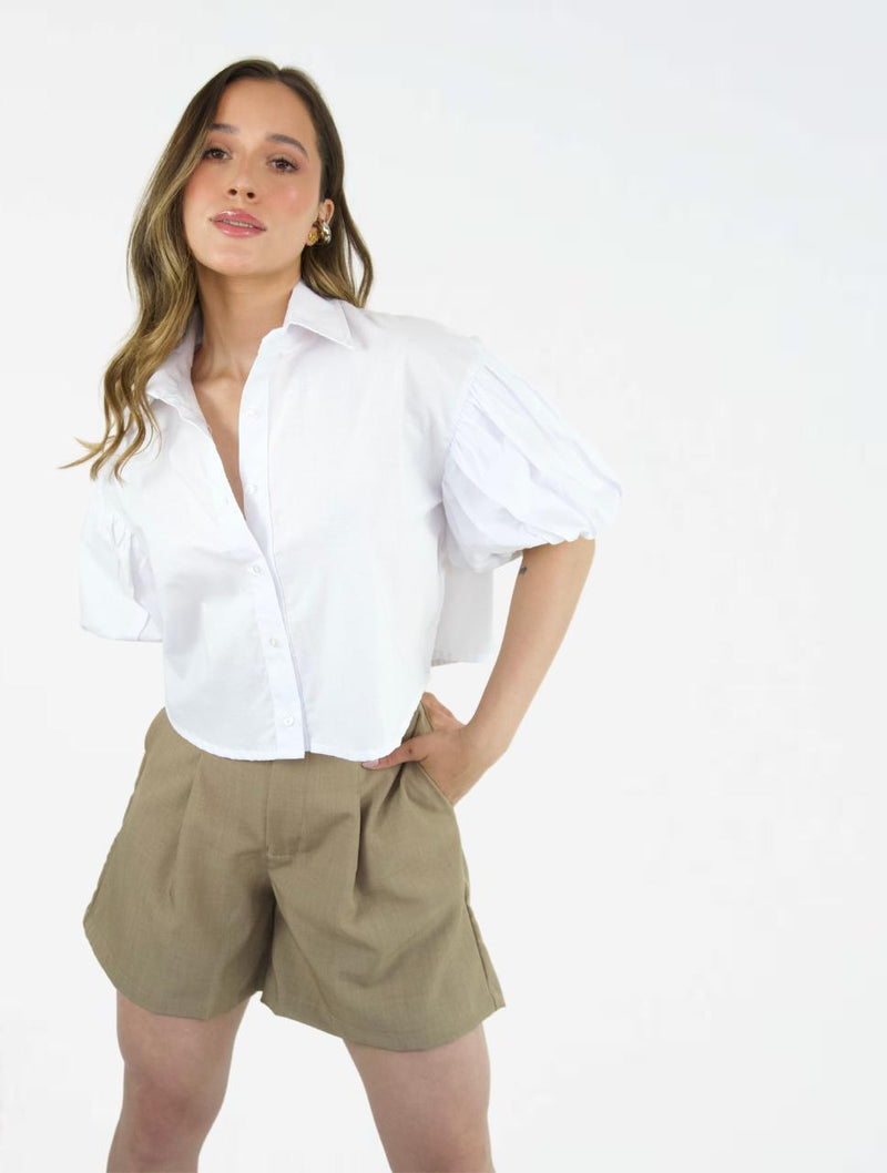 Short para Mujer de Tela Tiro Alto Con Cremallera y Botonnes - The Savannah