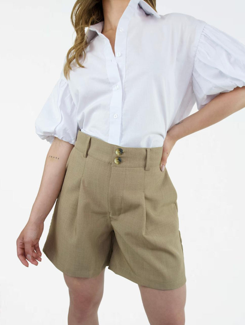 Short para Mujer de Tela Tiro Alto Con Cremallera y Botonnes - The Savannah