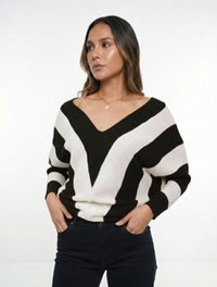 Suéter para Mujer Rayas Cuello V - The Infinite